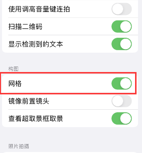 岗巴苹果手机维修网点分享iPhone如何开启九宫格构图功能 